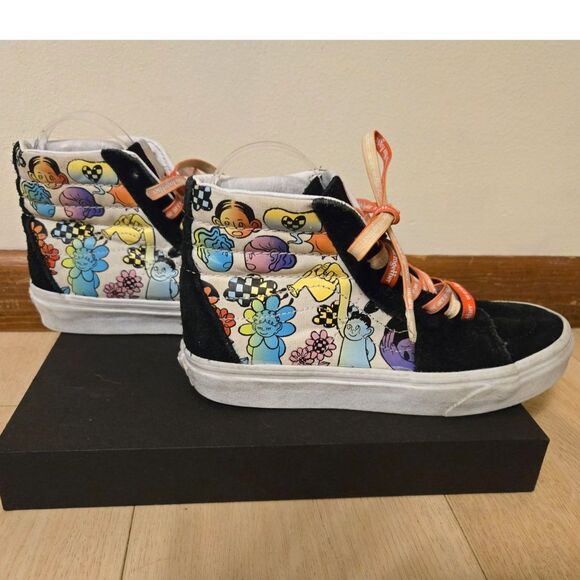 Vans Sk8-Hi "Cultivate Care" Floral Black & White Skate Shoes Women's Size 7.5 - Picture 4 of 7